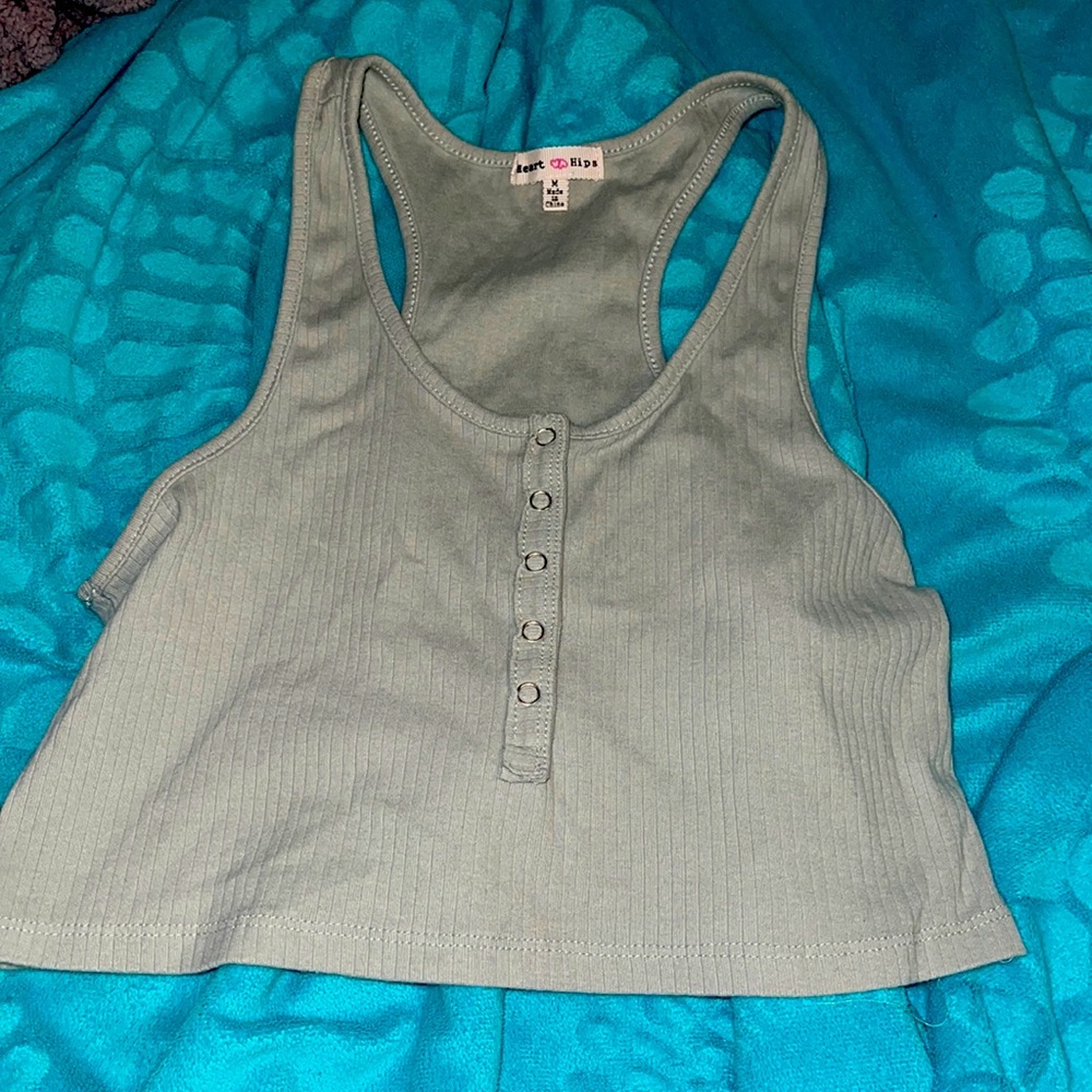 Size M light mint green crop top with buttons halter